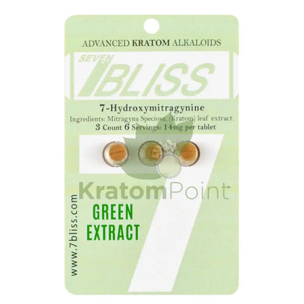 7 Bliss Hydroxymitragynine Kratom Tablets Green Extract 3 Count
