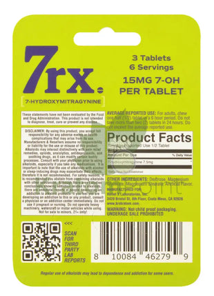 7Rx Chewable 7-Hyrdoxymitragynine Tablets 3 Count