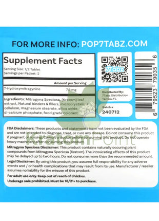 7 Tabz Hydroxymitragynine Kratom Tablets Berry Flavor 1 Count