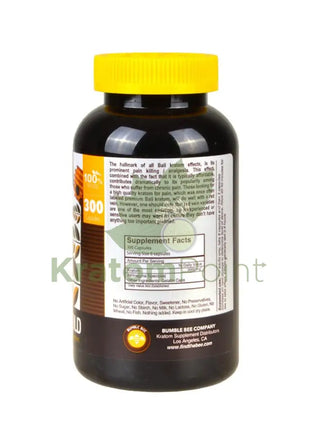 Bumble Bee Bali Gold 300 count kratom pills-facts