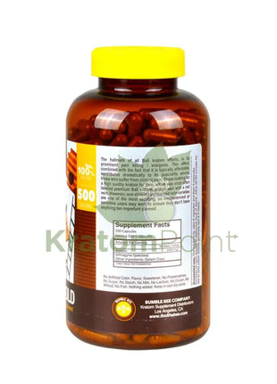 Bumble Bee Bali Gold 500 count kratom pills-facts