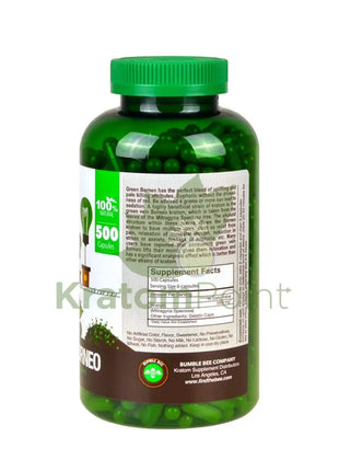 Bumble Bee Green Borneo 500 count kratom pills-facts