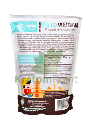 Bumble Bee Hello Vietnam Kratom Capsules 1000 Count Bumble Bee