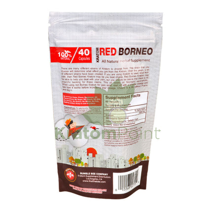 Bumble Bee Red Borneo Kratom 40ct-back