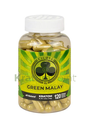 Club 13 Kratom Green Malay Capsules 120 Count