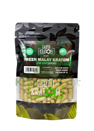 Earth Kratom Green Malay Capsules 150 Count