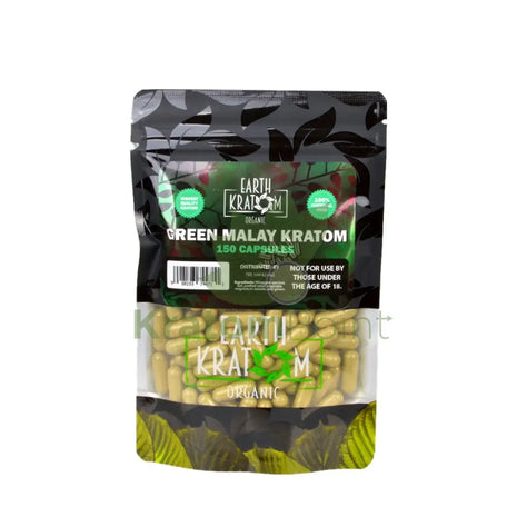 Earth Kratom Green Malay Capsules 150 Count