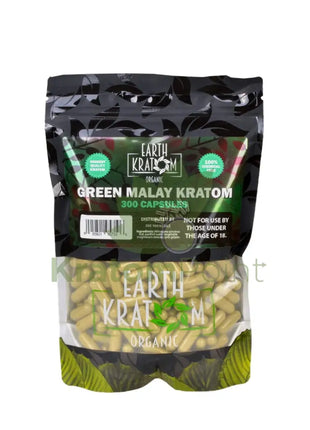 Earth Kratom Green Malay Capsules 300 Count