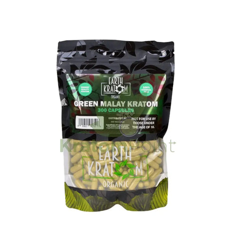 Earth Kratom Green Malay Capsules 300 Count