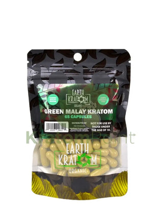 Earth Kratom Green Malay Capsules 65 Count