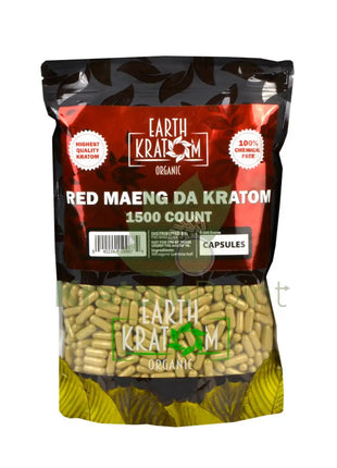 Earth Kratom Red Maeng Da Capsules, 1500 Count