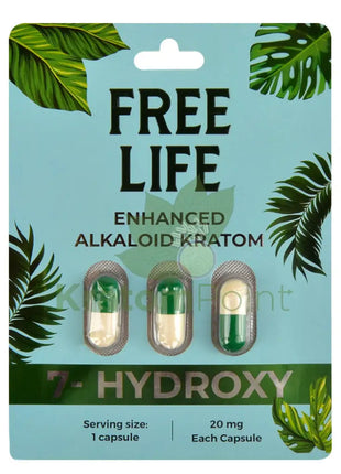 Free Life Enhanced Alkaloid Kratom Capsules 3 Count