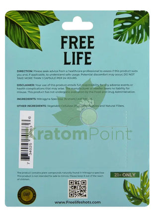 Free Life Enhanced Alkaloid Kratom Capsules 3 Count