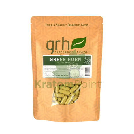 GrassRoots Harvest Kratom Green Horn, 200 Count Capsules