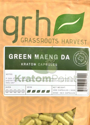 Grassroots Harvest Kratom Green Maeng Da 1000 Count Capsules