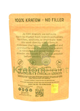 GrassRoots Harvest Kratom Green Maeng Da, 100g Powder-back