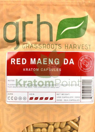 Grassroots Harvest Kratom Red Maeng Da 1000 Count Capsules