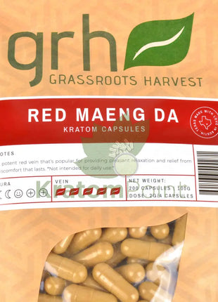 Grassroots Harvest Kratom Red Maeng Da 200 Count Capsules