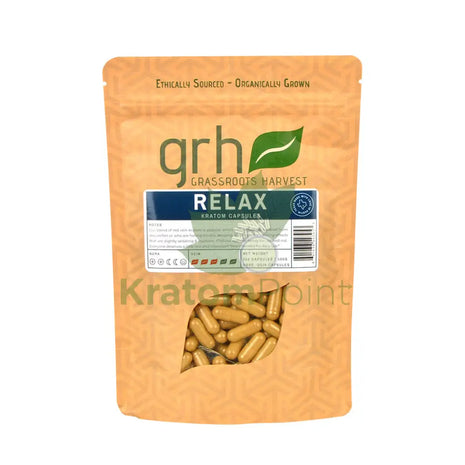 GrassRoots Harvest Kratom Relax, 200 Count Capsules