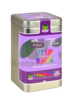 Green Monkey Trainwreck Kratom Capsules, 150 count