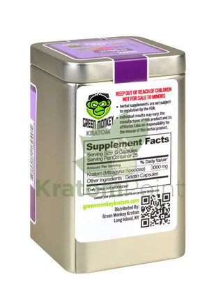 Green Monkey Trainwreck Kratom Capsules, 150 count-back