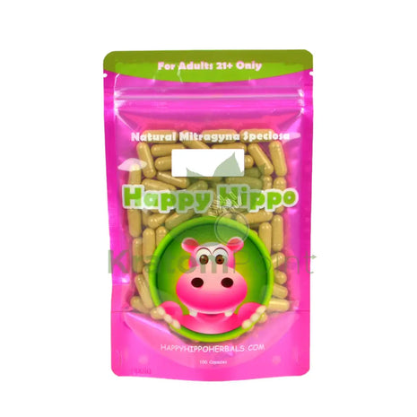 Happy Hippo Kratom Capsules Green Borneo 100 Count