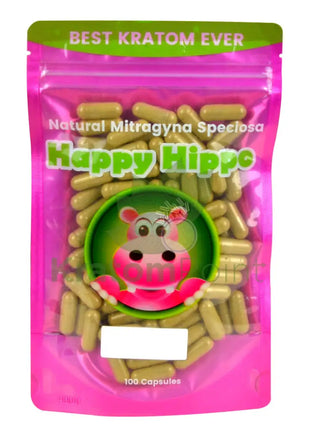 Happy Hippo Kratom Capsules Pink Maeng Da 100 Count