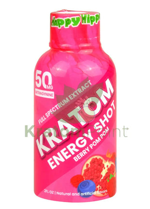 Happy Hippo Kratom Energy Shot Berry Pompom 2 Fl Oz