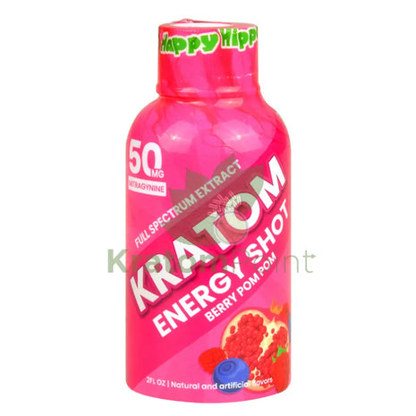 Happy Hippo Kratom Energy Shot Berry Pompom 2 Fl Oz