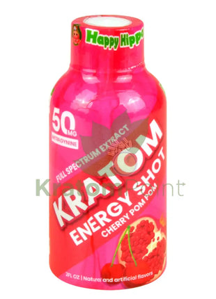 Happy Hippo Kratom Energy Shot Cherry Pompom 2 Fl Oz