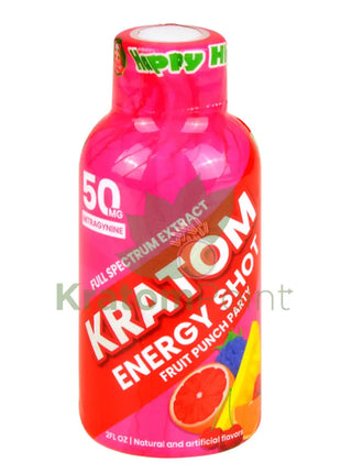 Happy Hippo Kratom Energy Shot Fruit Punch Party 2 Fl Oz