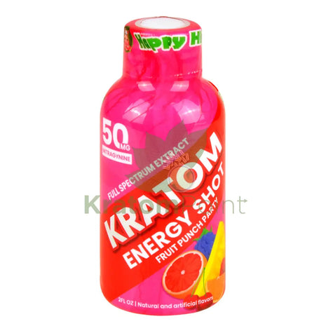 Happy Hippo Kratom Energy Shot Fruit Punch Party 2 Fl Oz