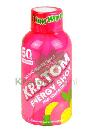 Happy Hippo Kratom Energy Shot Pink Lemon Drop 2 Fl Oz