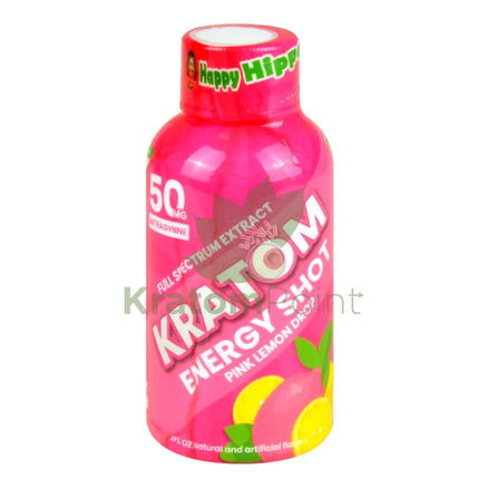 Happy Hippo Kratom Energy Shot Pink Lemon Drop 2 Fl Oz