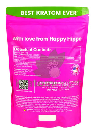 Happy Hippo Kratom Powder Green Maeng Da 500 Grams