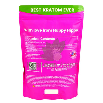 Happy Hippo Kratom Powder Green Maeng Da 500 Grams
