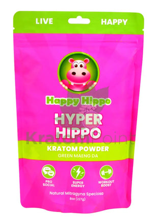 Happy Hippo Kratom Powder Green Maeng Da 8Oz