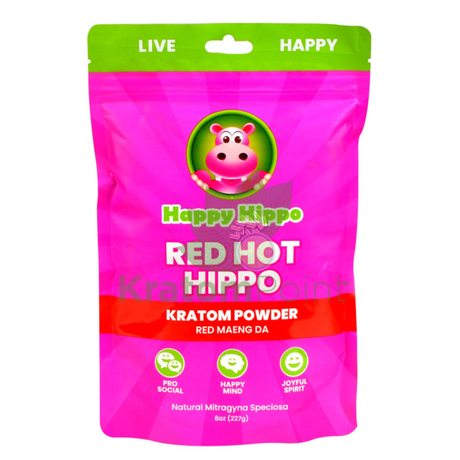 Happy Hippo Kratom Powder Red Maeng Da 8Oz