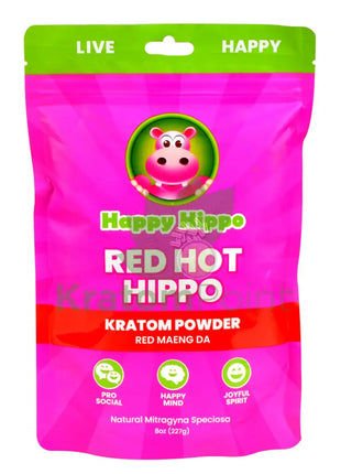 Happy Hippo Kratom Powder Red Maeng Da 8Oz