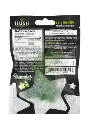 Hush Kratom Gummies Tropical Passion, 1 pouch-back