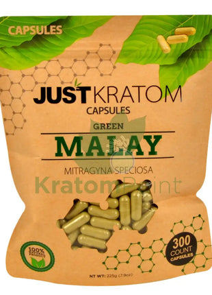 Just Kratom Green Malay Capsules 300 Count