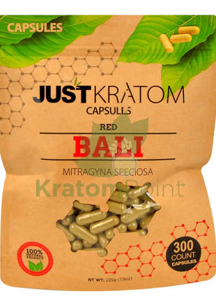 Just Kratom Red Bali Capsules 300 Count