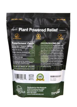 Kats Botanicals Green Maeng Da Kratom Powder, 500 grams-back