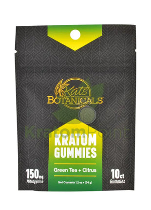 Kats Botanicals Green Tea + Citrus Kratom Gummies 10 Count Pouch