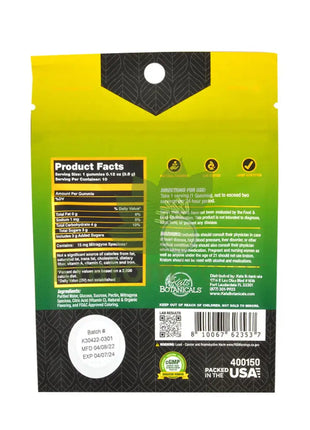 Kats Botanicals Green Tea + Citrus Kratom Gummies 10 Count Pouch-back