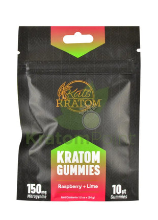 Kats Botanicals Raspberry Lime Kratom Gummies 10 Count Pouch