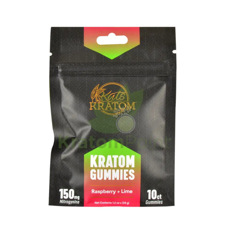 Kats Botanicals Raspberry Lime Kratom Gummies 10 Count Pouch