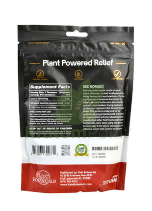 Kats Botanicals Red Borneo Kratom Powder, 250 grams-back