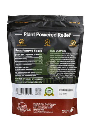 Kats Botanical Red Borneo Kratom Powder, 500 grams-back