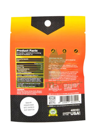 Kats Botanicals Tropical Mango Kratom Gummies 10 Count Pouch-back